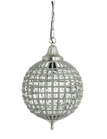 Crystal and Nickel Globe Pendant