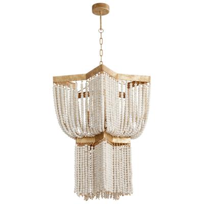 Draping Gold Leaf and Ivory Bead Chandelier - CENTURIA