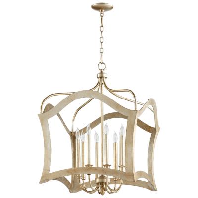Eight Light Aged Silver Leaf Transitional Chandelier - CENTURIA