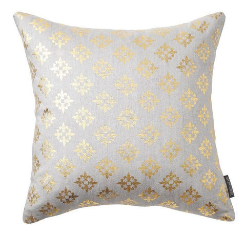 French Grey and Gold Woven Silk Pillow - CENTURIA