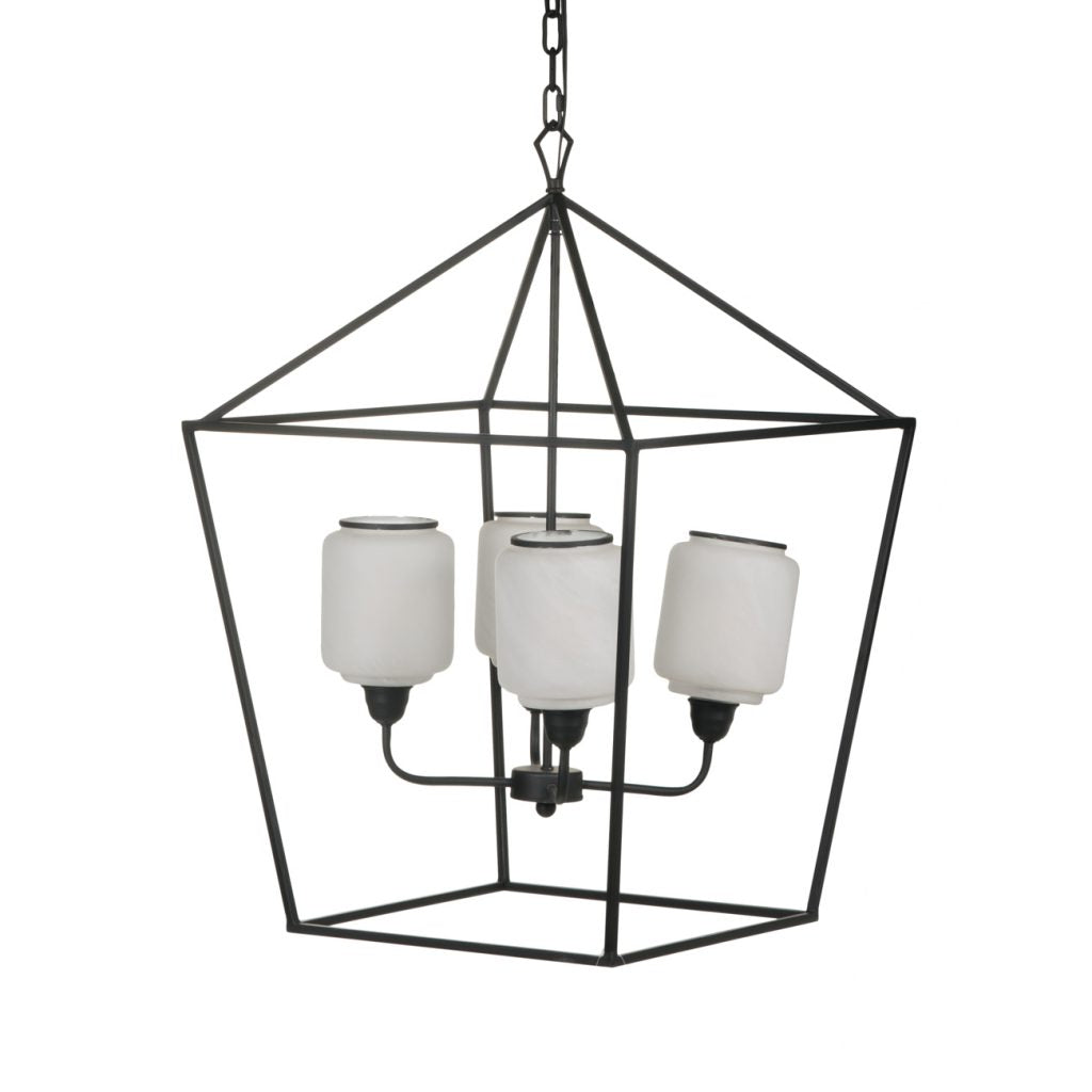 Geometric Black and White Glass Transitional Chandelier - CENTURIA