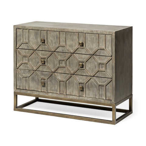 Geometric Wooden and Brass Cabinet - CENTURIA