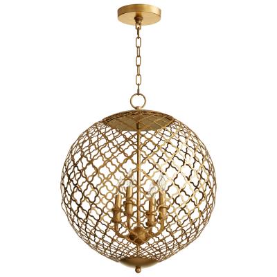 Gold Leaf Geometric Metal Globe Chandelier - CENTURIA