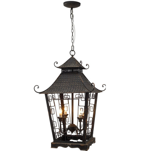 Iron Chinoiserie Pagoda Light in Black - CENTURIA