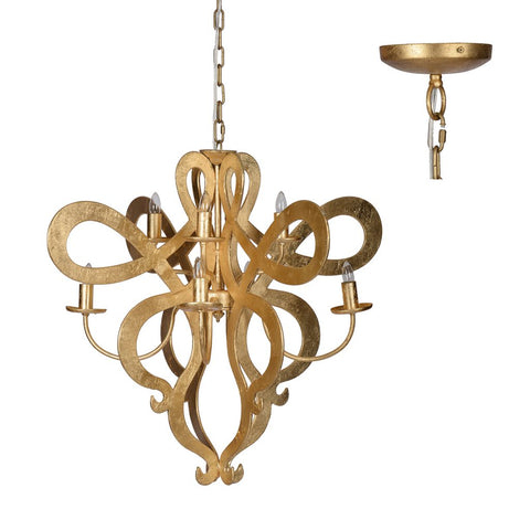 Large Eight Light Gold Scroll Chandelier - CENTURIA