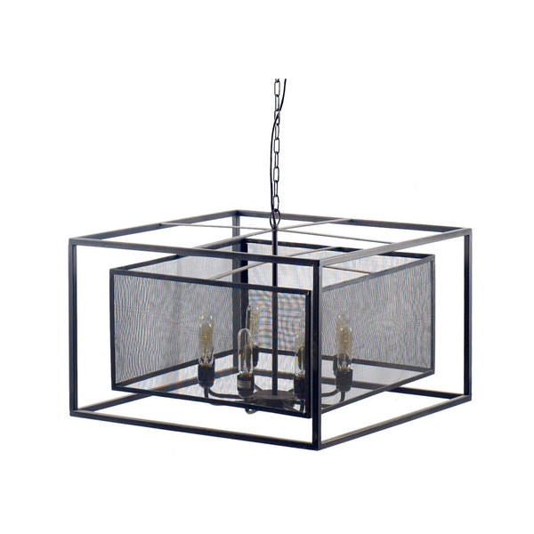 Large Rectangular Four Light Mesh Chandelier - CENTURIA