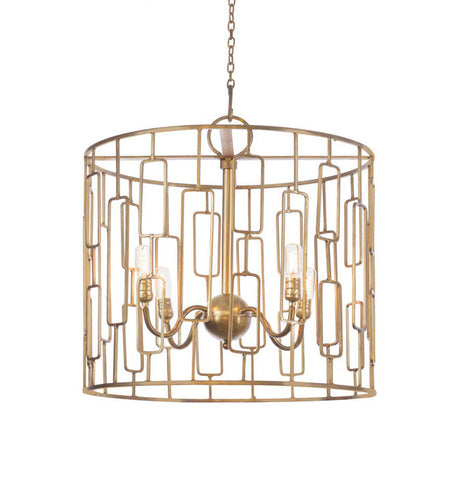 Gold Geometric Drum Chandelier - CENTURIA