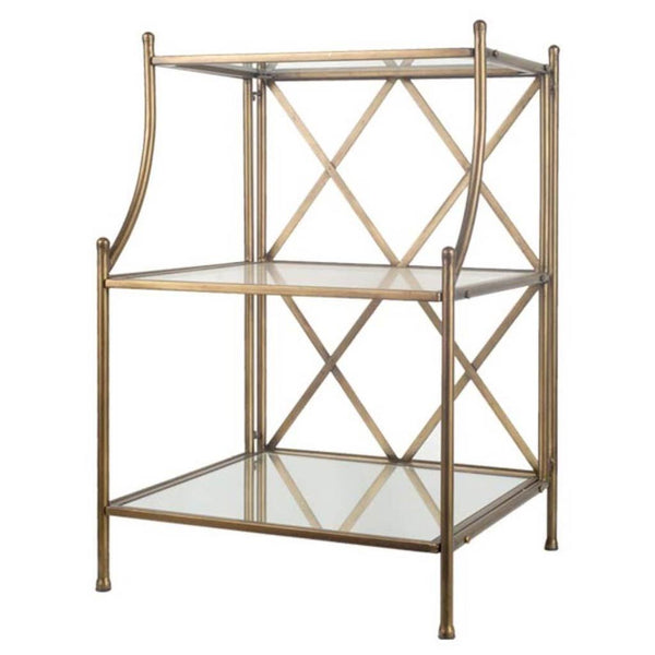 Modern Brass Side Table With Shelves - CENTURIA