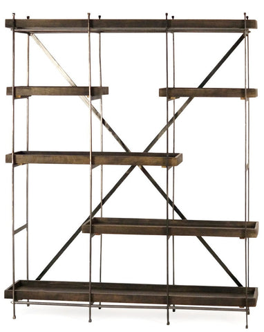 Modern Minimalist Walnut and Brass Shelving Unit - CENTURIA