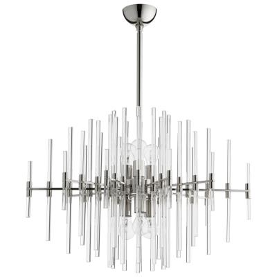 Modernist Brutalist Style Nickel and Crystal Chandelier - CENTURIA