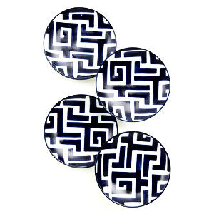 Navy Greek Key Appetizer Plates - CENTURIA
