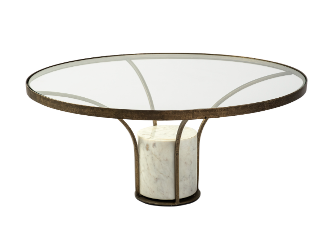 Round Marble and Brass Coffee Table