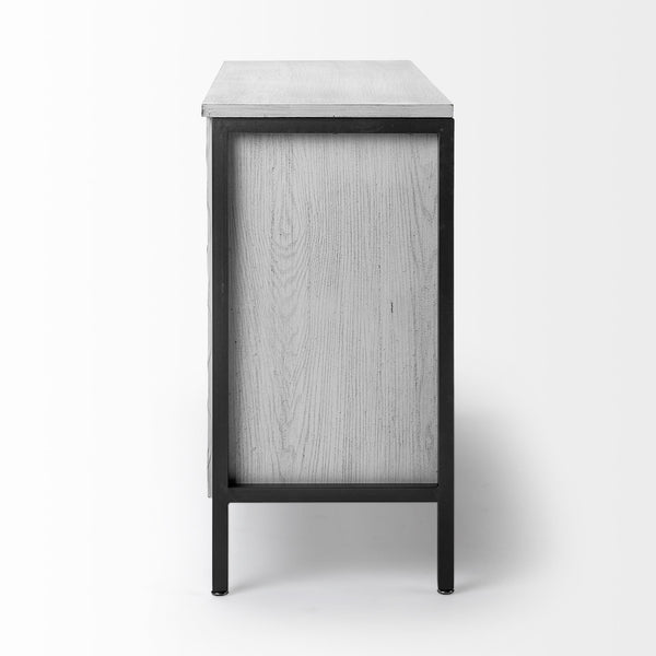 Rustic White Toned Three Door Cabinet - CENTURIA