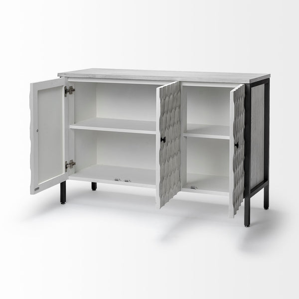 Rustic White Toned Three Door Cabinet - CENTURIA