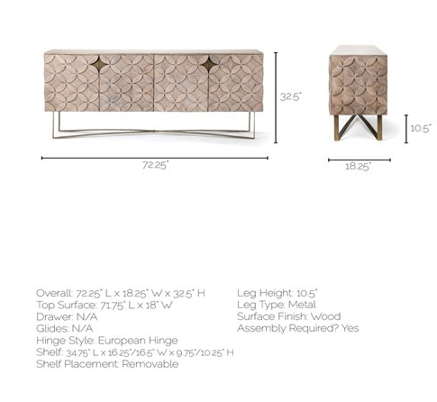Modern Geometric Carved Sideboard