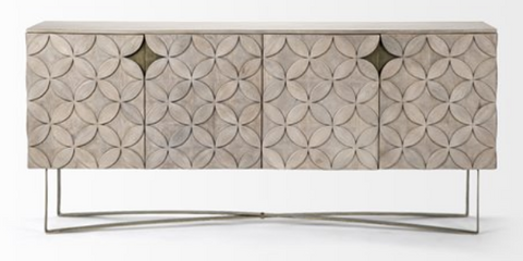 Modern Geometric Carved Sideboard