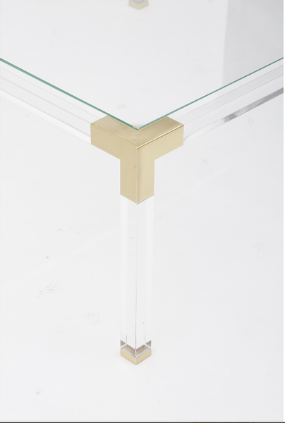 Lucite and Brass Coffee Table - CENTURIA