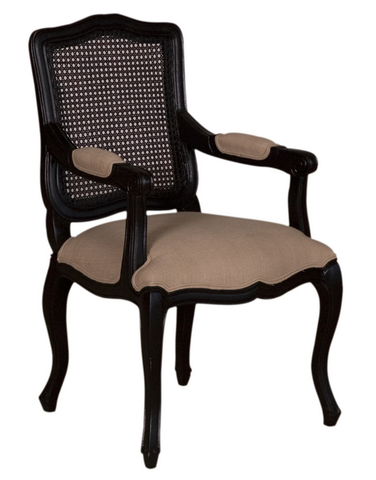 French Provincial Black Cane Armchair - CENTURIA