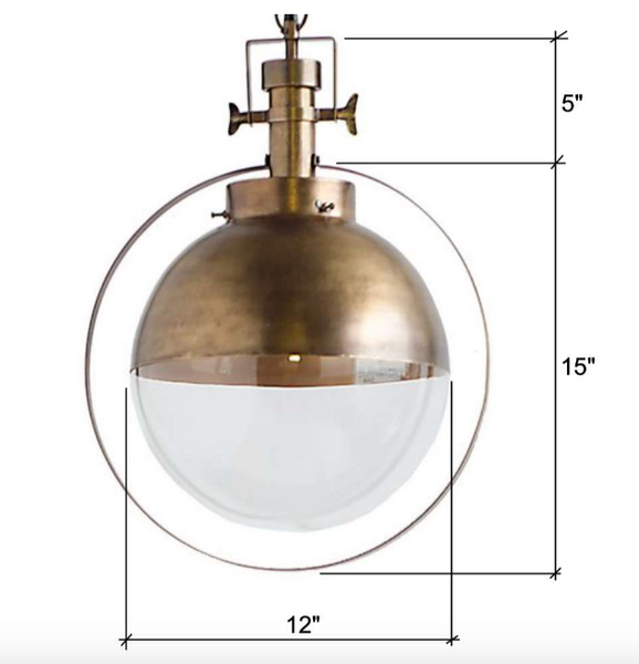 Antique Brass Globe Pendant - CENTURIA