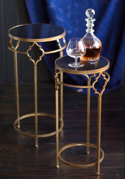 Gold and Black Stone Tables-A Set - CENTURIA
