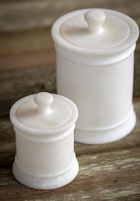 Salt and pepper shop marble canisters