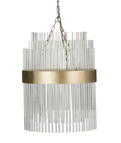 Modernist Glass and Brass Chandelier - CENTURIA