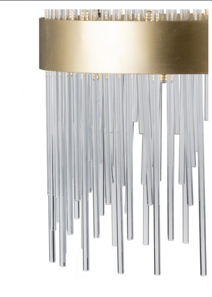 Modernist Glass and Brass Chandelier - CENTURIA