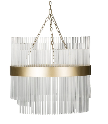 Modernist Glass and Brass Chandelier Large Size - CENTURIA