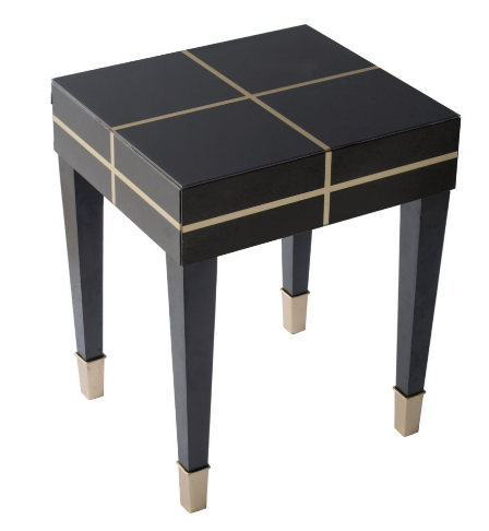 Geometric Lacquered Black and Gold Side Table - CENTURIA