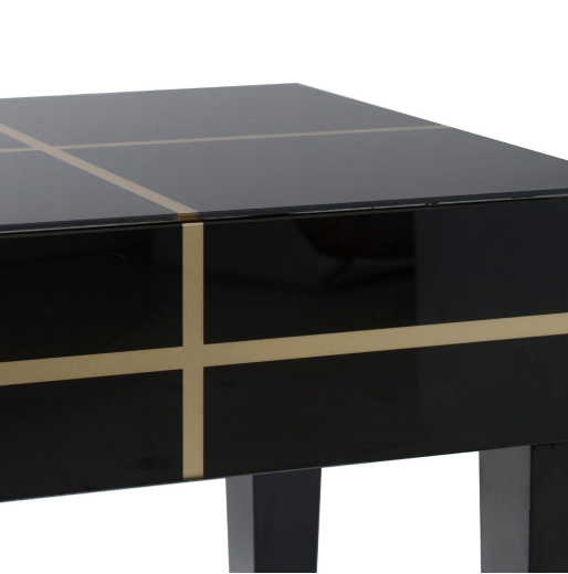 Geometric Lacquered Black and Gold Side Table - CENTURIA