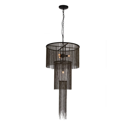 Three Tier Draping Chain Chandelier in Pewter - CENTURIA
