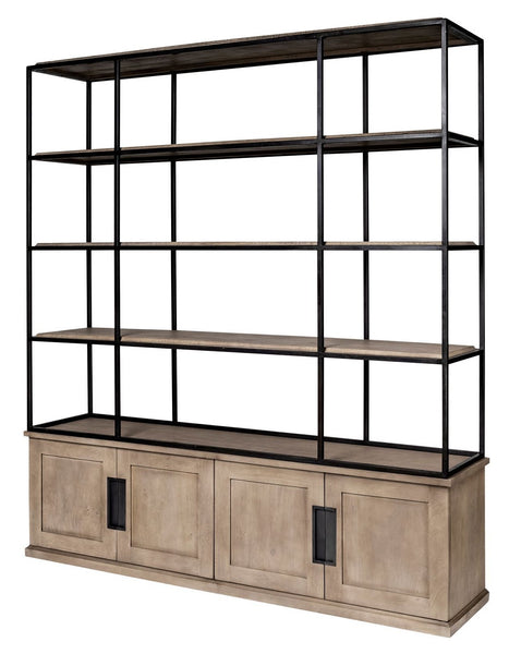 Wooden and Black Metal Industrial Chic Shelving - CENTURIA