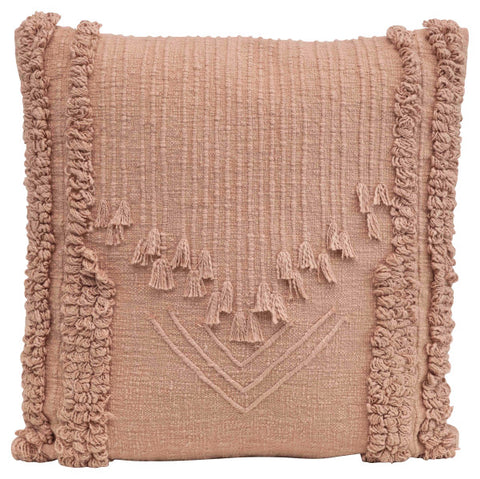 Large Soft Pink Boho Tassel Pillow