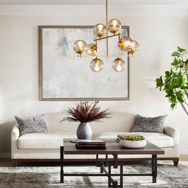 Aged Brass Modern Globe Chandelier