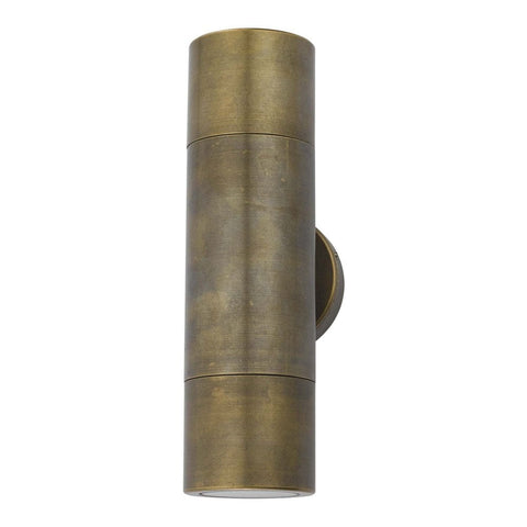 Indoor/Outdoor Aged Brass Cylinder Sconce