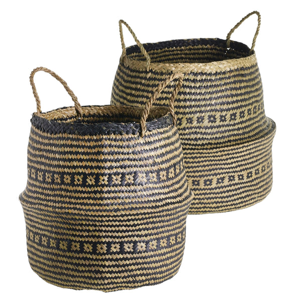 Black and Tan Sea Grass Basket - CENTURIA