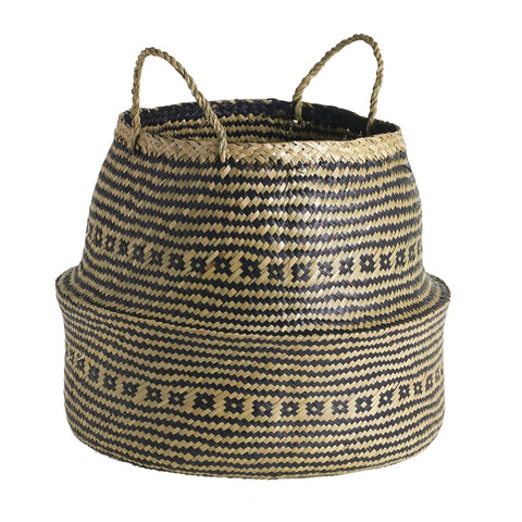 Black and Tan Sea Grass Basket - CENTURIA