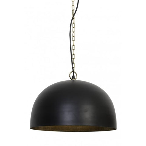 Large Modern Black and Antique Brass Dome Light