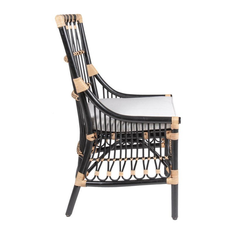 Black and Tan Rattan Dining Chair