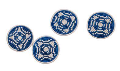Blue and White Hand Woven Coasters Set/4 - CENTURIA