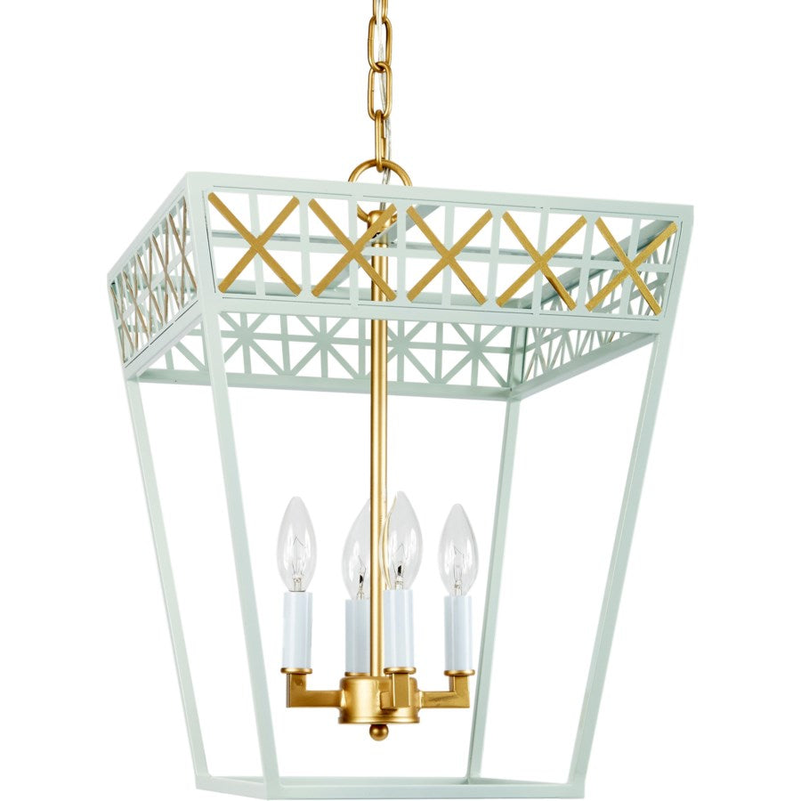 Blue Grey and Gold Rectangualar Pendant Light - CENTURIA