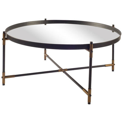 Brass and Black Round Coffee Table - CENTURIA