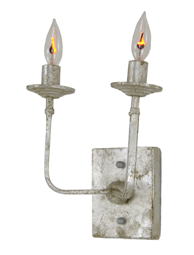 Classic Antique Silver Two Light Sconce - CENTURIA