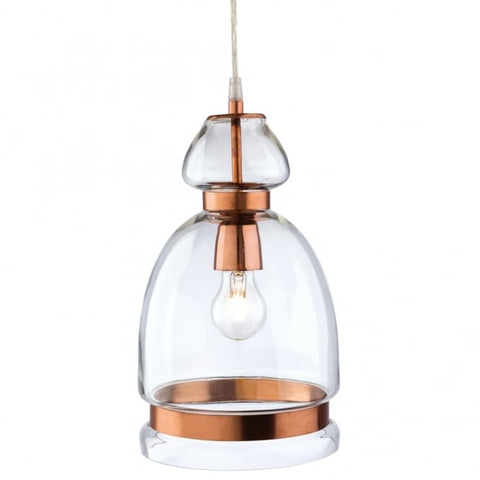 Clear Glass and Copper Pendant Light - CENTURIA