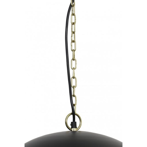 Large Modern Black and Antique Brass Dome Light