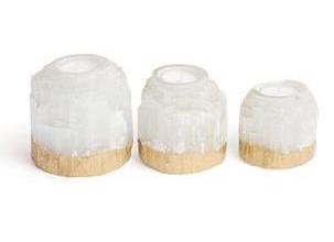 Crystal and Gold Candle Holders-Set/3 - CENTURIA