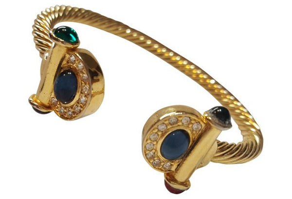 Vintage Crystal & Poured Glass Cable Cuff - CENTURIA