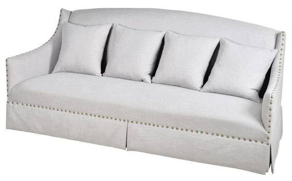 Evelyn Grey Nailhead Sofa - CENTURIA