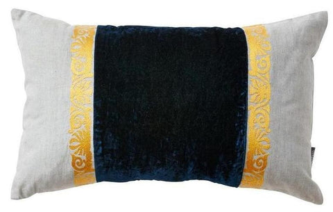 Midnight Blue and Linen Throw Pillow - CENTURIA