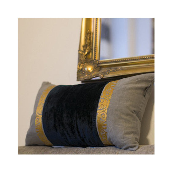 Midnight Blue and Linen Throw Pillow - CENTURIA